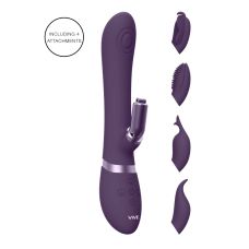 Вибратор Пульсатор для точки G  A K и с отростком для клитора  фиолетовый Vive Etsu + 4 насадки 