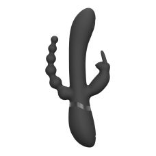 Вибратор 3 в 1 для точки G U A и с отростками для анальной стимуляции и клитора черный Vive Rini 