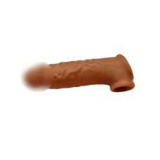 Насадка реалістична з подвійною петлею для мошонки та члена коричневого кольору Top-Notch