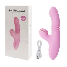 Вибратор вагинально клиторальный с вакуумом розовый Cottelli Collection Olivia