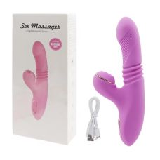 Вибратор вагинально клиторальный с вакуумом фиолетовый Cottelli Collection Olivia