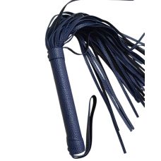 Класичний шкіряний батіг з петлею на рукояті темно-синього кольору Easy Life BDSM Desire Premium