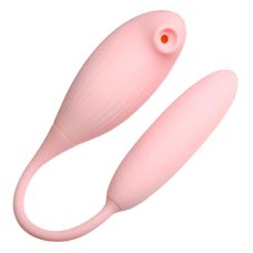 Подвійний вібратор Віброяйце вагінальне з вакуумною кліторальною стимуляцією рожевого кольору Tide bird jump eggs