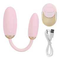 Вагинально-анальное виброяйца с пультом ДУ пудрового цвета Sex toys