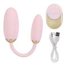 Вагінально-анальне віброяйця з пультом дистанційного керування пудрового кольору Sex toys