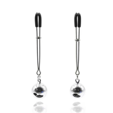 Затискачі для інтимних зон з великою намистиною сріблястого кольору Easy Life BDSM Desire Silver Beast