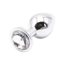 Металева анальна пробка срібляста із сріблястим камінчиком Sexy desires розмір М