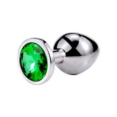 Металева анальна пробка срібляста із зеленим камінчиком Sexy desires розмір М