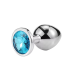 Металлическая анальная пробка серебристая с голубым камушком Sexy desires размер М