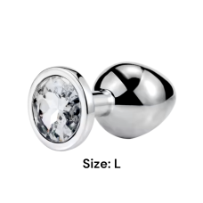 Металева анальна пробка срібляста із сріблястим камінчиком Sexy desires розмір L