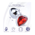 Металева анальна пробка срібляста з червоним камінчиком у формі серця Sexy desires Heart розмір S