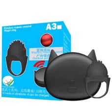 Вібратор на палець у формі кішки для клітора з пультом дистанційного керування чорного кольору Magic ring