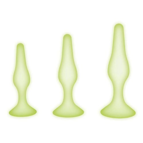 Набір із трьох анальних пробок світяться у темряві Whipsmart GLOW розміри S, M, L