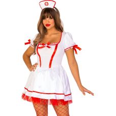Костюм непослушной медсестры для ролевых игр белого цвета с красным Leg Avenue размер S