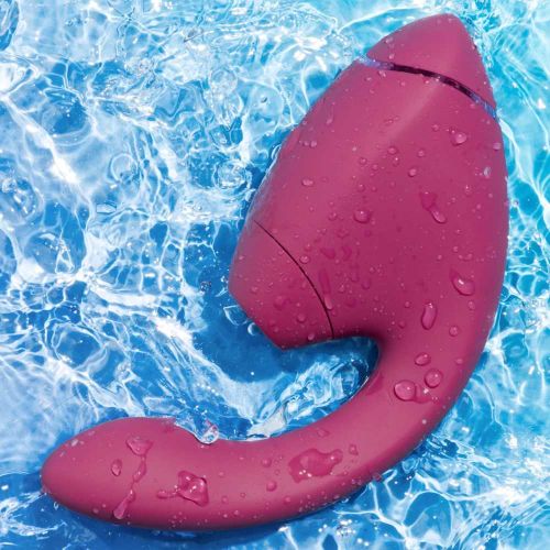 Подвійний вібратор-стимулятор вакуумний для точки G та клітора рожевий Womanizer Next Duo Dusky