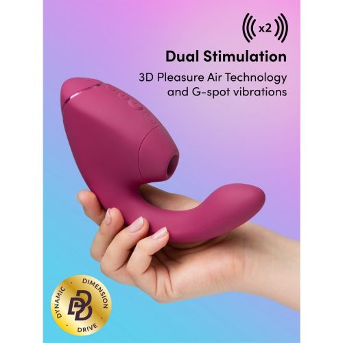 Подвійний вібратор-стимулятор вакуумний для точки G та клітора рожевий Womanizer Next Duo Dusky