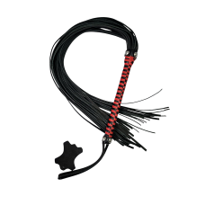 Флогер з хлистами з нубуку і шкіряною ручкою чорно-червоний DS Fetish