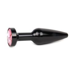 Анальна пробка чорна з рожевим стразом Anal Jewelry Plugs