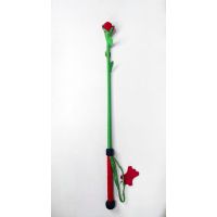 Стек в форме розы БДСМ ручной работы из телячьей кожи красного цвета с зеленым DS Fetish Kid Grain Leather Rose Crop With Calf Leather Rose