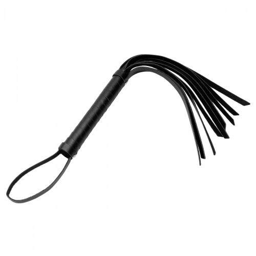 Флогер БДСМ зі штучної шкіри чорного кольору XR Brands Cat Tails Vegan Leather Hand Whip