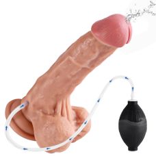 Фалоімітатор реалістичний на присосці з функцією сім'явипорскування тілесного кольору XISE "Dildo water-spray"