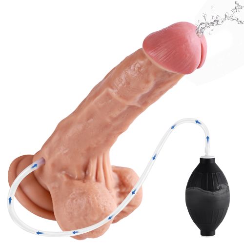 Фаллоимитатор реалистичный на присоске с функцией семяизвержения телесного цвета XISE “Dildo water-spray”