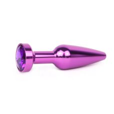 Анальна пробка металева Jewelry фіолетова L 11,3 см D 2,9 см з фіолетовим кристалом