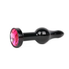 Анальна пробка металева JEWELRY чорна L 10,3 см D 2,8 см з рубіновим кристалом