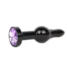 Анальна пробка металева JEWELRY чорна L 10,3 см D 2,8 см з світло-фіолетовим кристалом
