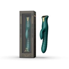 Вібратор вагінальний для точки G та з відростком для клітора зеленого кольору Zalo Mose Rabbit