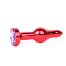 Анальна пробка металева JEWELRY Червона L 10,3 см D 2,8 см з світло-фіолетовим кристалом