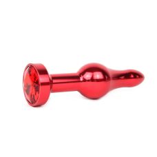 Анальна пробка металева JEWELRY Червона L 10,3 см D 2,8 см з червоним кристалом