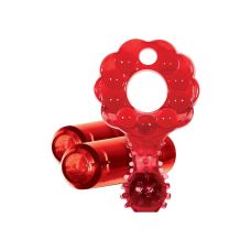 Эррекционное виброкольцо на член с двумя вибропулями красное Zero Tolerance The Mighty Marble