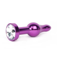 Анальна пробка металева Jewelry фіолетова L 10,3 см D 2,8 см з безбарвним кристалом