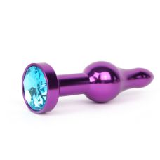 Анальна пробка металева Jewelry фіолетова L 10,3 см D 2,8 см з блакитним кристалом