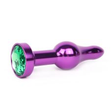 Анальная пробка металлическая JEWELRY фиолетовая L 10,3 см D 2,8 см с зеленым кристаллом