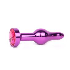 Анальная пробка металлическая JEWELRY фиолетовая L 10,3 см D 2,8 см с рубиновым кристаллом