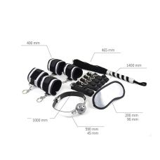 Набор для БДСМ фиксаторы кнут кляп маска черно серого цвета Roomfun Bedroom Restraint Kit 