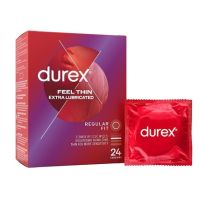 Презервативы с гладкой текстурой с силиконовым гелем Durex Feel Thin Extra Lubricated 24 штуки