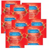Презервативы для орального секса из натурального высококачественного латекса со вкусом клубники красные Рasante Strawberry Crush 144 штуки