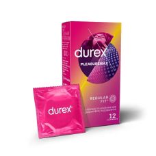 Презервативи з ребрами та точками латексні з силіконовим мастилом Durex Pleasuremax 12 штук