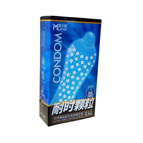 Презервативи ультратонкі з точковим рельєфом та рясним мастилом Muaisi Condom Blue 10 штук