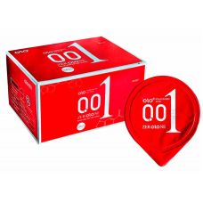 Блок презервативів червоних збуджуючих з гіалуроновою кислотою та ароматом ванілі прозорого кольору OLO 10 шт