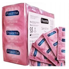 Презервативы прозрачные из натурального латексного каучука покрытые увлажняющим кремом Рasante Sensitive 72 штуки