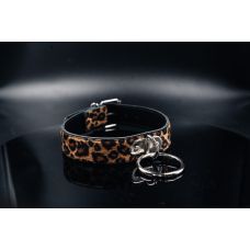 Чокер з леопардовим принтом та натуральної шкіри чорного кольору Scappa