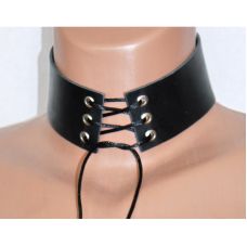 Чокер на шнурівці із натуральної шкіри чорного кольору Scappa