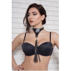 Чокер з бахромою із натуральної шкіри чорного кольору Scappa