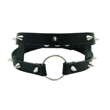 Чокер с металлическими шипами из натуральной кожи черного цвета Scappa 