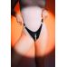 Стрінги жіночі з відкритим доступом з ланцюжком та натуральної шкіри чорного кольору Scappa розміри S M L XL