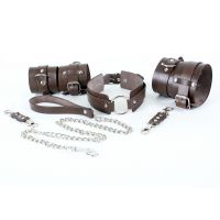 Система фиксации для тела БДСМ из натуральной кожи коричневого цвета Scappa 